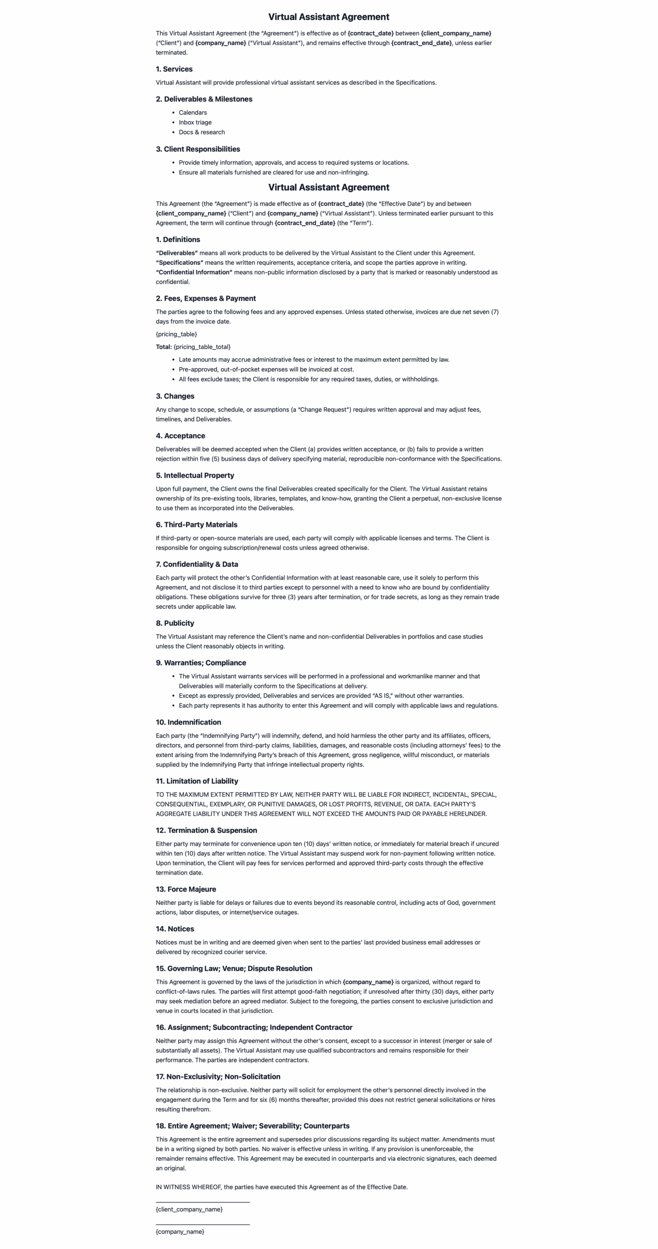 contract template sample